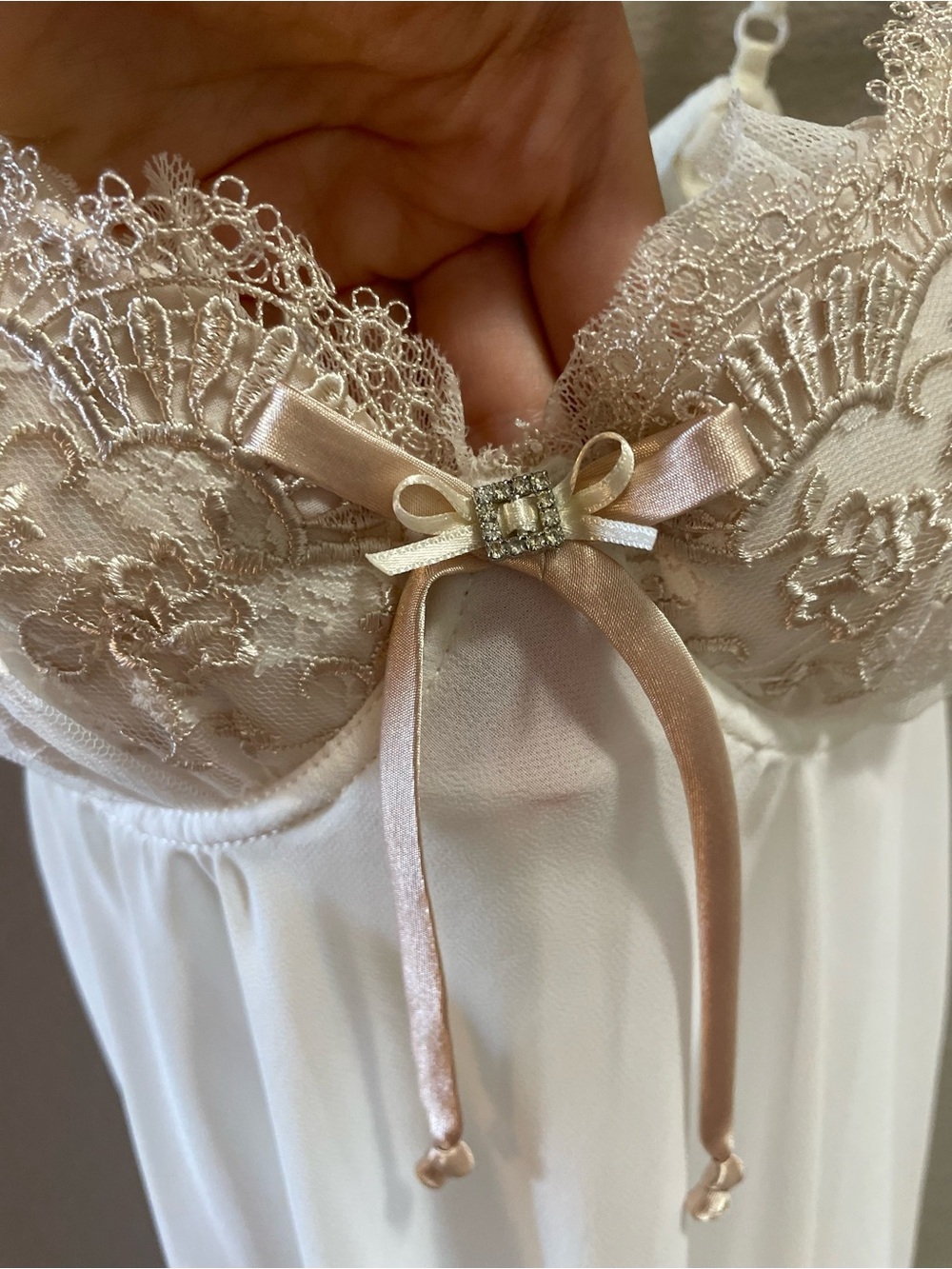 In Bloom Lace-Trim Chemise in Blush Gold